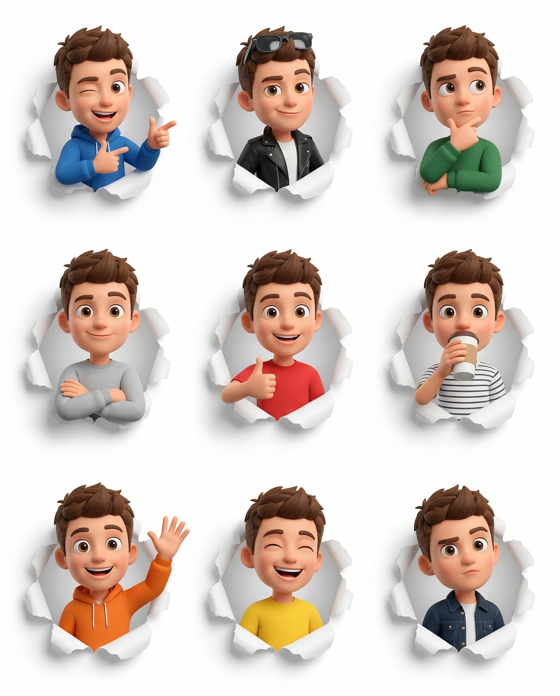 Cute Boy Avatar Expressions