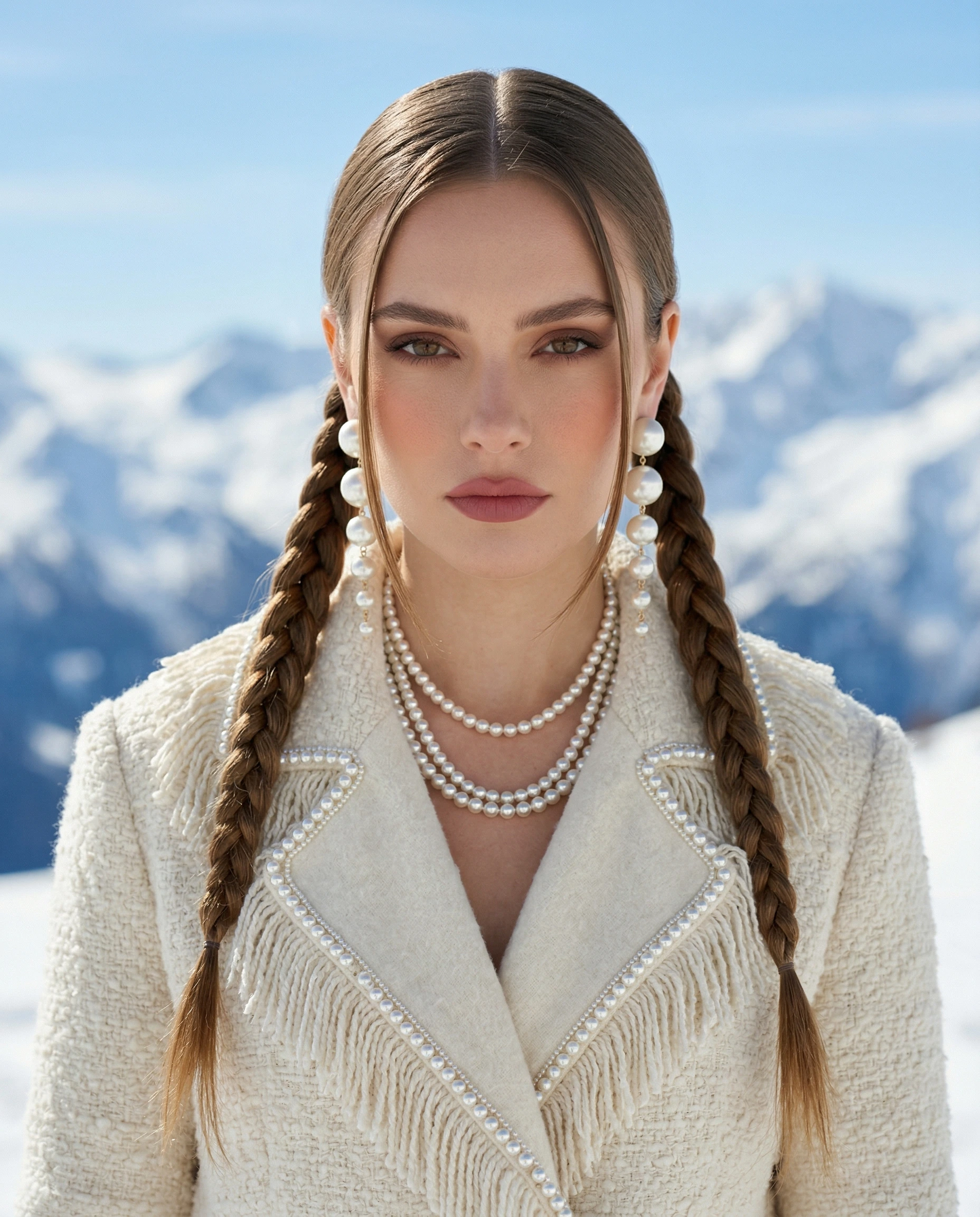 Alpine Elegance: A Fusion of Winter Grace and Pearl Sophistication