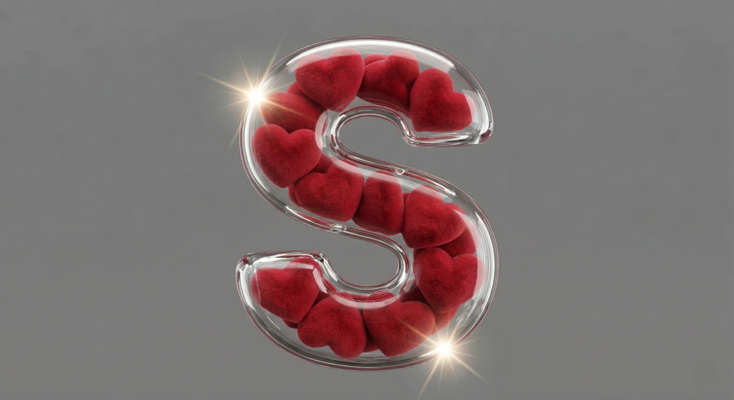 Glass Letter S Hearts