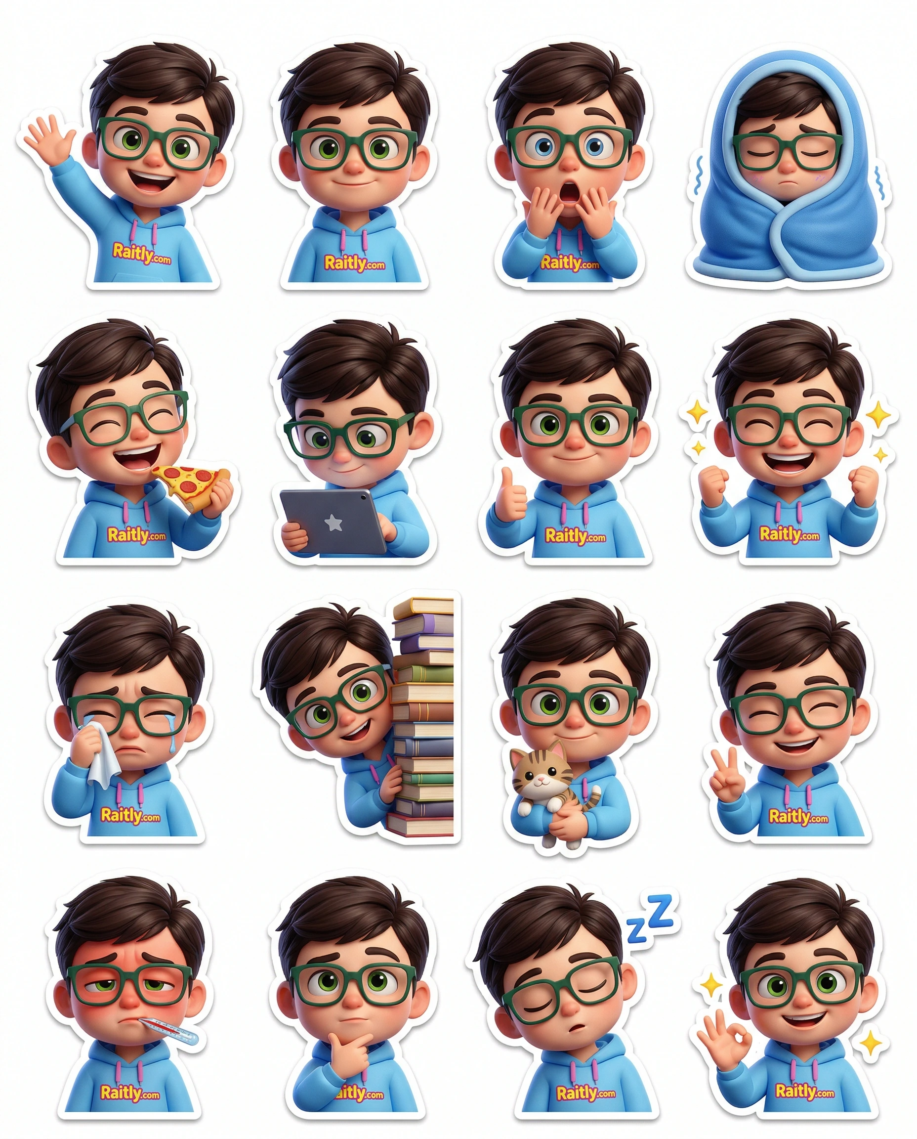 Cute Geek Boy Stickers