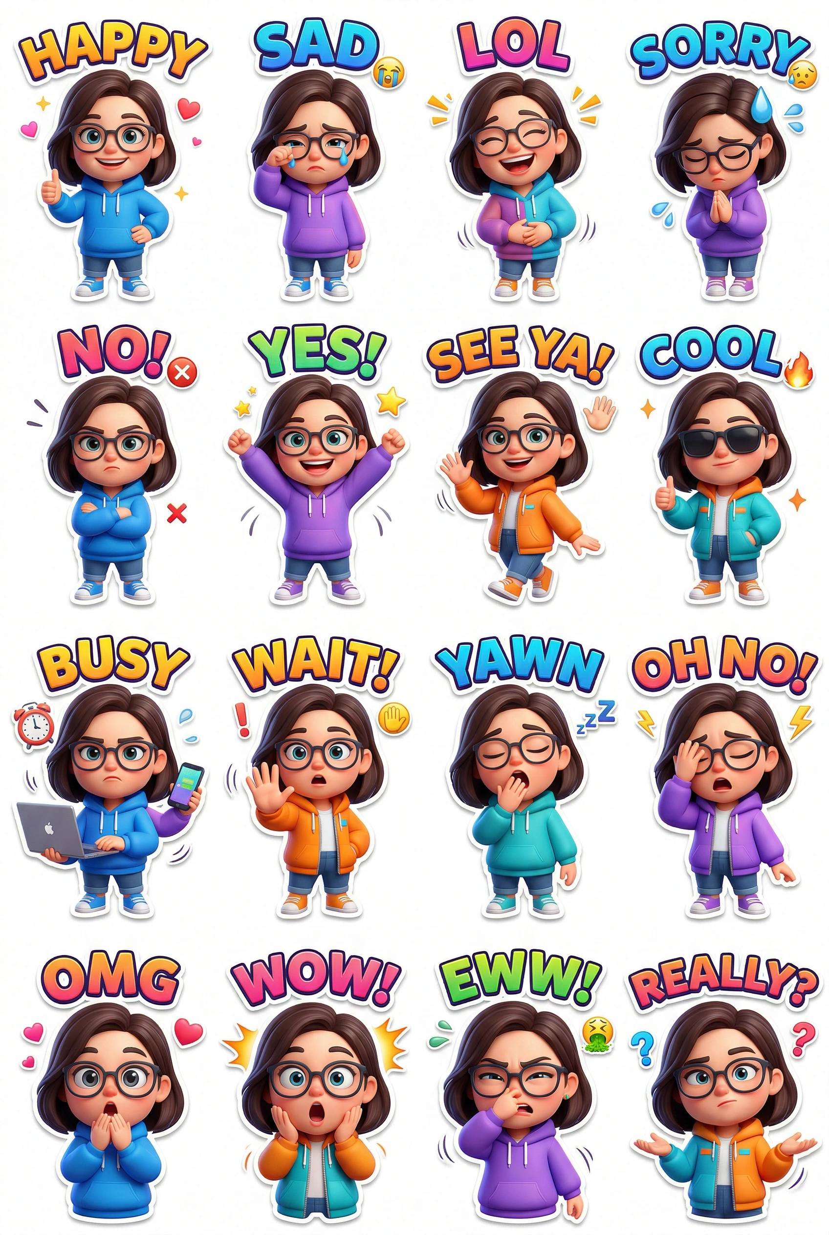 Animated Female Emoji Stickers