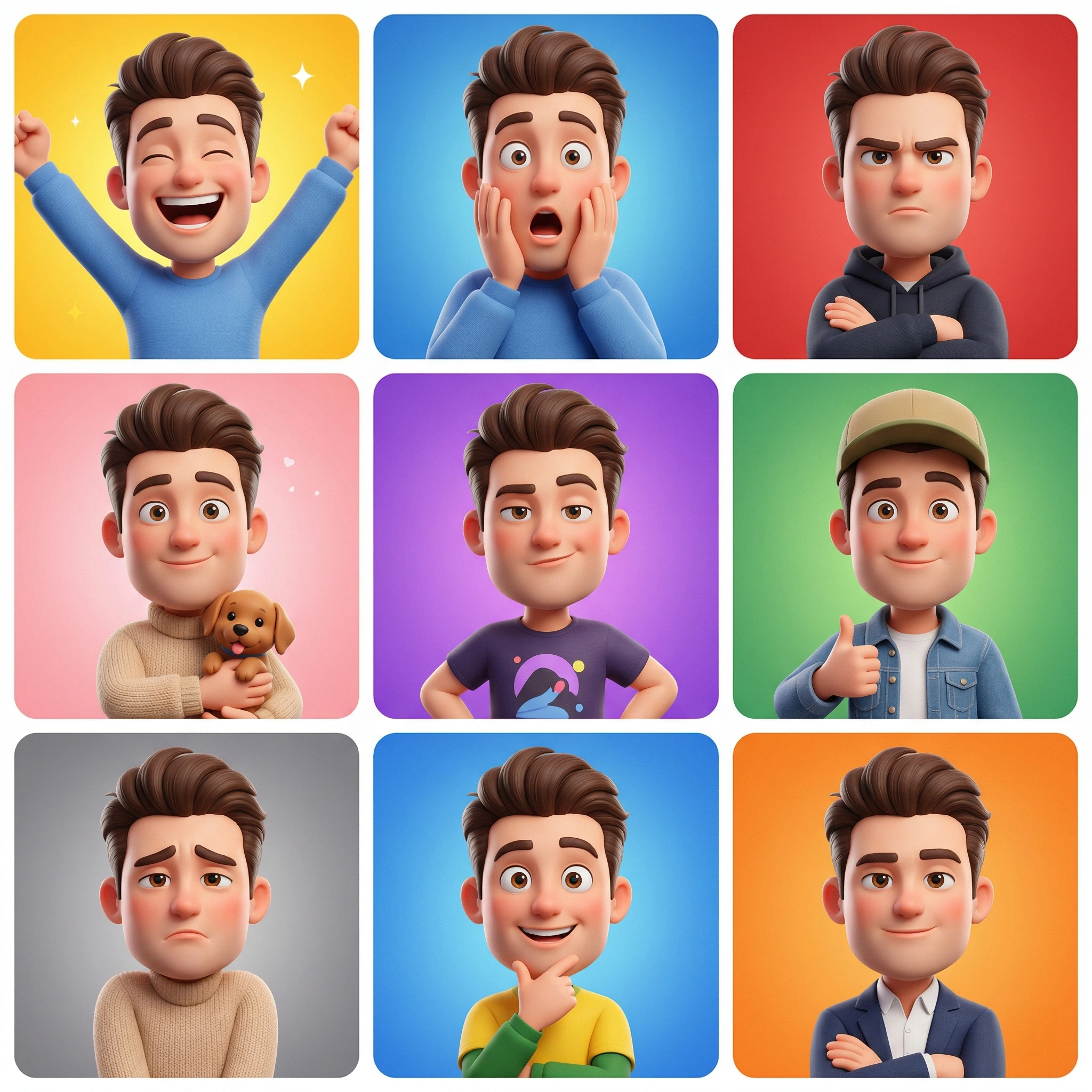 Diverse Male Avatar Expressions